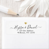 Modern Gold Heart Script Aangepaste naam Etiket (Insitu)