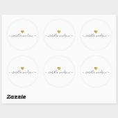 Modern Gold Heart Script Name  Ronde Sticker (Vel)