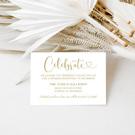 Modern Gold Heart Script Weddenschappen Informatiekaartje