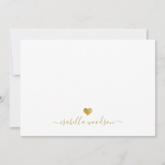 Modern Gold Heart Thank You Script Kaart (Voorkant)