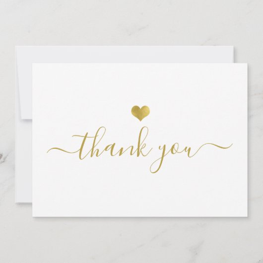 Modern Gold Heart Thank You Script Kaart (Achterkant)