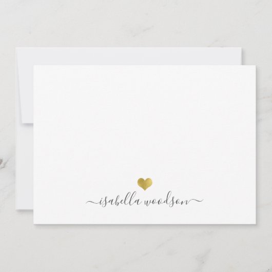 Modern Gold Heart Thank You Script Kaart (Voorkant)