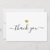 Modern Gold Heart Thank You Script Kaart (Achterkant)