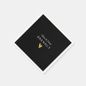 Modern Gold Heart Trouwpapier Servetten - Zwart (Hoek)