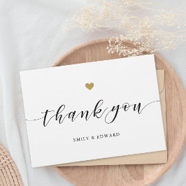 Modern Gold Heart Wedding Bedankkaart