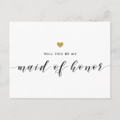 Modern Gold Hearts Be My Maid of Honor Uitnodiging Briefkaart (Voorkant)