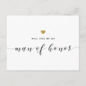 Modern Gold Hearts Be My Man of Honor Invitation Uitnodiging Briefkaart (Voorkant)