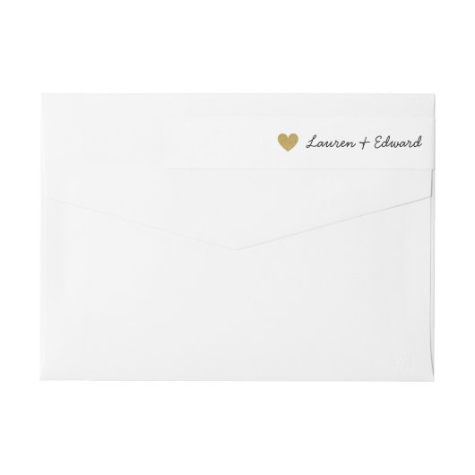 Modern Gold Hearts Wedding Return Address (Achterkant)