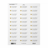 Modern Gold Hearts Wedding Return Address Etiket (Full Sheet)