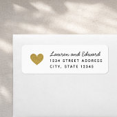 Modern Gold Hearts Wedding Return Address Etiket