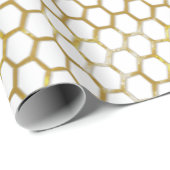Modern Gold Hexagon Beehive Abstract Patroon Cadeaupapier (Rol Hoek)