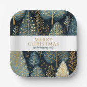 Modern Gold Holiday Forest Gepersonaliseerde Kerst Papieren Bordje (Voorkant)