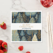 Modern Gold Holiday Forest Gepersonaliseerde Kerst Servet (Insitu)