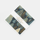 Modern Gold Holiday Forest Gepersonaliseerde Kerst Servet (Hoek)