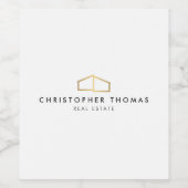 Modern Gold Home Logo Onroerend goed, Realtor Whit Wijn Etiket (Enkel label)