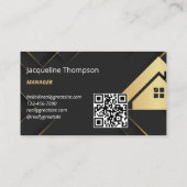 Modern Gold House Logo Real Estate Realtor black Visitekaartje (Achterkant)