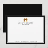 Modern Gold House Logo Realtor - Gepersonaliseerd  Notitiekaartje (Voorkant / Achterkant)