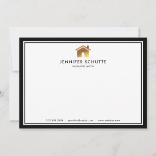 Modern Gold House Logo Realtor - Gepersonaliseerd Notitiekaartje