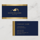 Modern Gold House Logo Vastgoed Navy Blue Visitekaartje (Voorkant / Achterkant)
