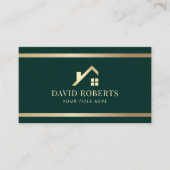 Modern Gold House Real Estate Realtor Dark Green Visitekaartje (Voorkant)