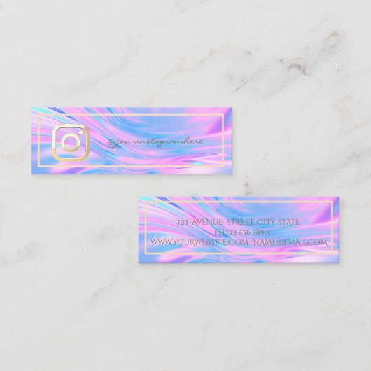 Modern Gold Instagram Holographic Mini Visitekaartje (Voorkant / Achterkant)