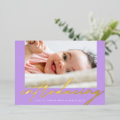 Modern Gold Introductie - Schriftelijke foto - Bab Folie Uitnodiging (Staand Voorkant)