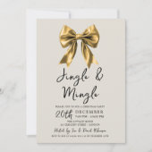 Modern Gold Jingle & Mingle Christmas Party Bow Kaart (Voorkant)