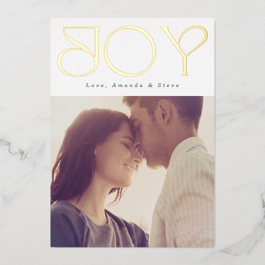 Modern GOLD JOY kerstfoto Folie Feestdagenkaart (Voorkant)