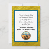 Modern Gold "JOY" Nativity Silhouette Christmas Feestdagenkaart (Achterkant)