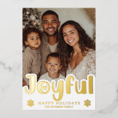 Modern Gold Joyful Luxe Photo Christmas Folie Feestdagenkaart (Voorkant)