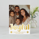 Modern Gold Joyful Luxe Photo Christmas Folie Feestdagenkaart (Staand Voorkant)