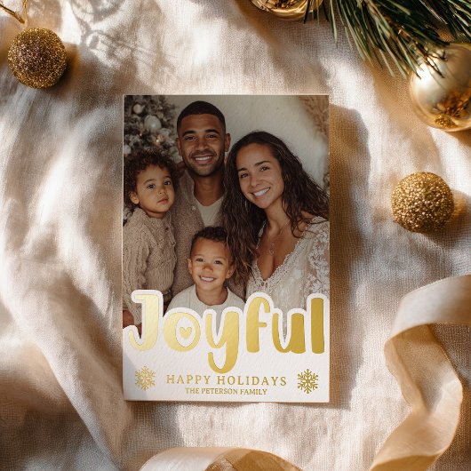 Modern Gold Joyful Luxe Photo Christmas Folie Feestdagenkaart