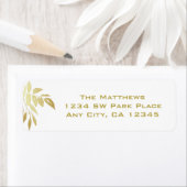 Modern Gold-kerstkerstadres (Botanical Return) Etiket (Insitu)