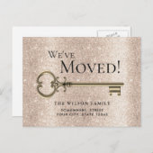 Modern Gold Key - Nieuwe adreswijziging - Aankondi Aankondigingskaart (Voorkant / Achterkant)