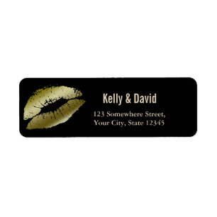 Modern Gold Kiss Wedding Return-adres Etiket