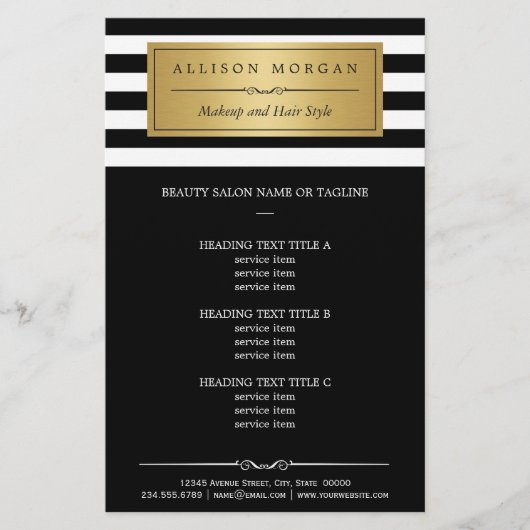Modern Gold Label met zwarte klassy stripes Flyer (Voorkant)