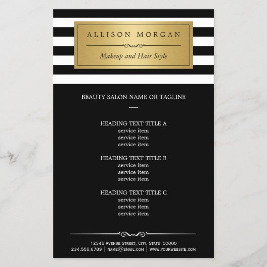 Modern Gold Label met zwarte klassy stripes Flyer (Voorkant)