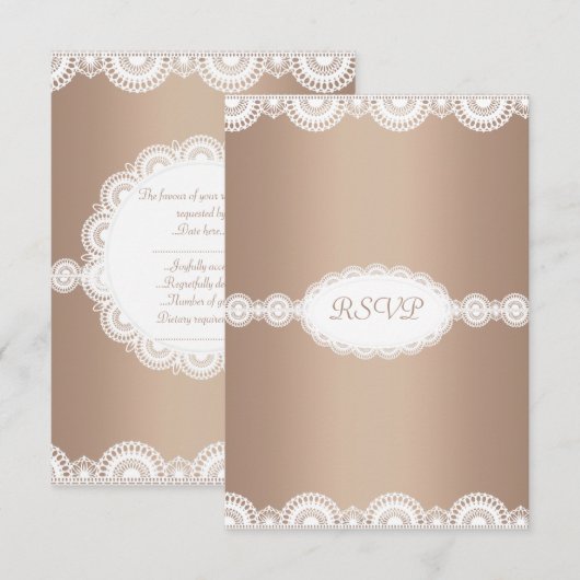 MODERN GOLD LACE ENGAGTY RSVP KAART (Voorkant / Achterkant)