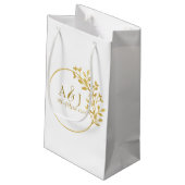 Modern Gold Laurel Wreath Monogram Wedding Logo Klein Cadeauzakje (Achterkant Gekanteld)