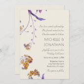 Modern Gold Lavender Floral Christelijk Wedding Kaart (Voorkant / Achterkant)