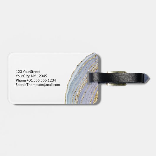 Modern Gold Lavender Geode Agate - Bagagelabel (Achterkant horizontaal)