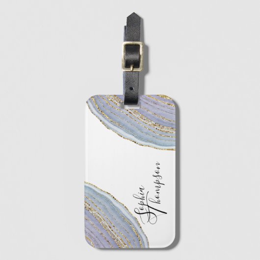 Modern Gold Lavender Geode Agate - Bagagelabel (Voorkant (verticaal))