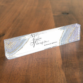 Modern Gold Lavender Geode Agate Desk Naambordje