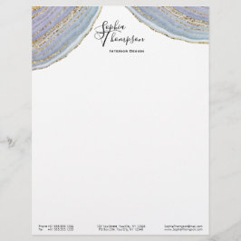 Modern Gold Lavender Geode Agate - Letterhead Briefhoofd