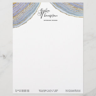 Modern Gold Lavender Geode Agate - Letterhead Briefhoofd