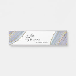 Modern Gold Lavender Geode Agate - Name Bord Deurbordje