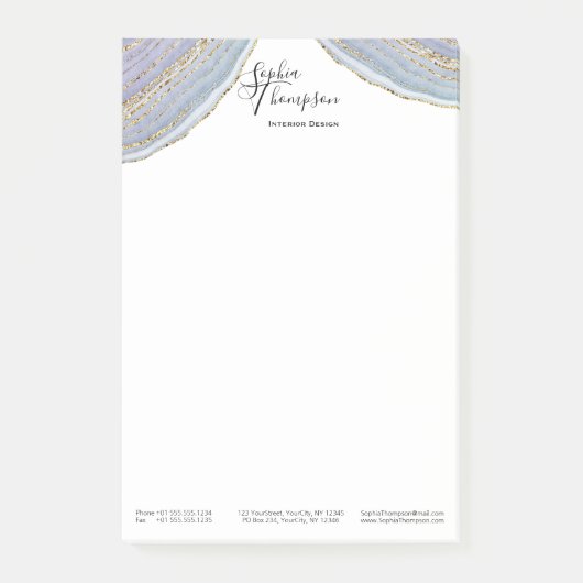 Modern Gold Lavender Geode Agate - Post-it® notes (Voorkant)