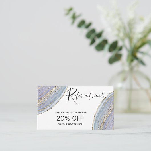 Modern Gold Lavender Geode Agate - Referral Kaart (Staand voorkant)