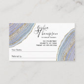 Modern Gold Lavender Geode Agate - Referral Kaart (Achterkant)