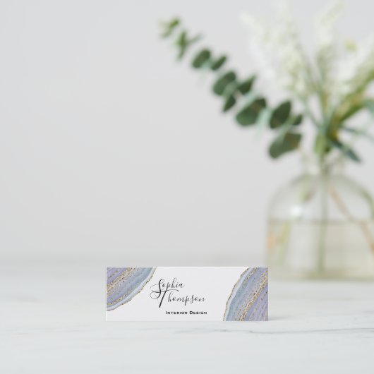 Modern Gold Lavender Geode Agate - Visitekaartje (Staand voorkant)